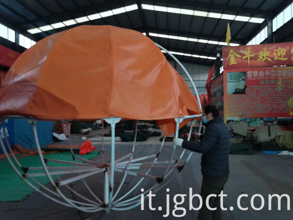 Customized processing of wind resistant spherical tents